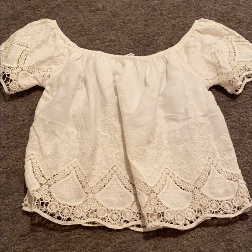 American eagle off the shoulder white top